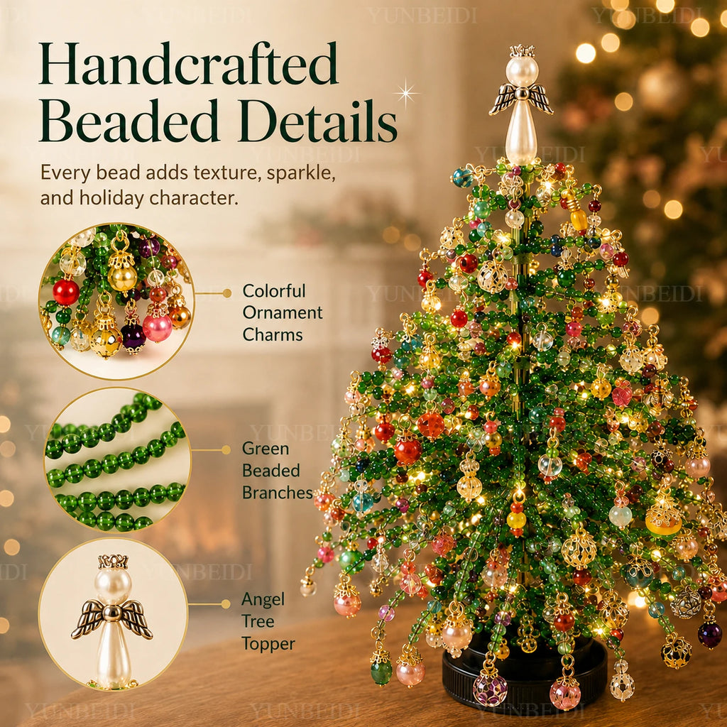 18cm DIY Beaded Christmas Tree Kit with LED Lights