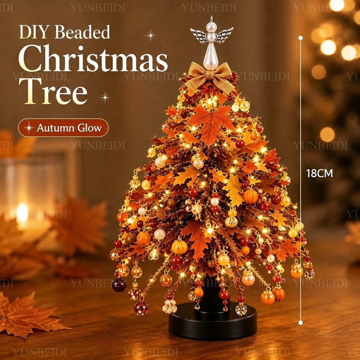18cm DIY Beaded Christmas Tree Kit with LED Lights