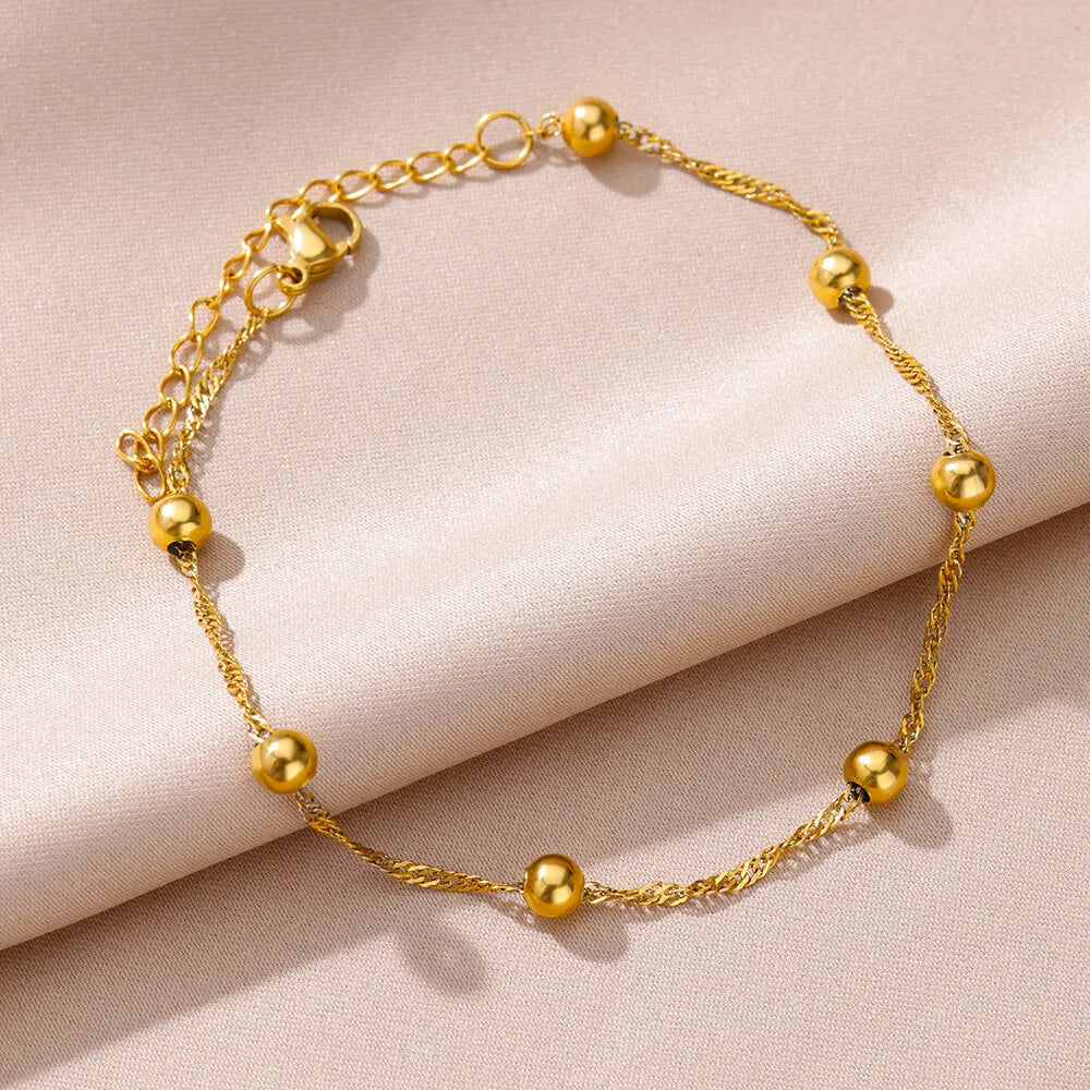Women's Gold Pearl Anklet – Stainless Steel Summer Beach Ankle Bracelet