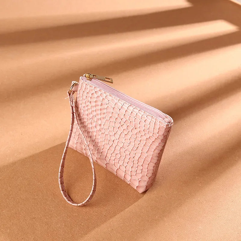 Women Small Square Zipper Coin Bags Purse PU Leather Money Pouch Short Wallet ID Bank Bus Credit Cards Protecting Bags Clutch