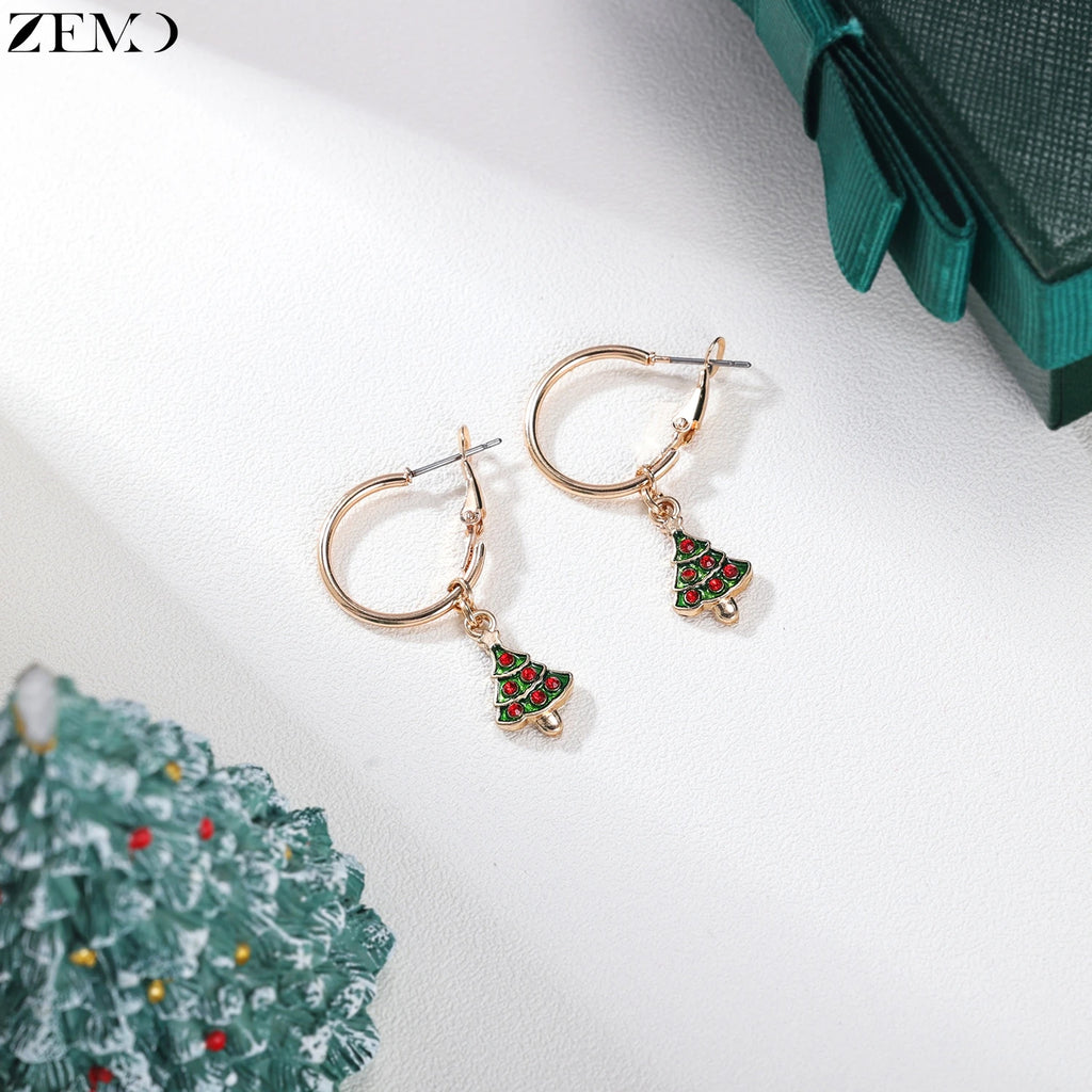 ZEMO 3-6pairs/lot Christmas Series Earring Set Women Men Cute Deer Stud Earrings Candy Cane Snowflake Ear Helix Tragus Piercings