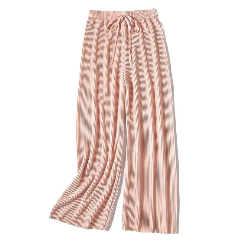 Wide Leg Pants for Women – Loose Fit Ice Silk Casual Cropped Trousers