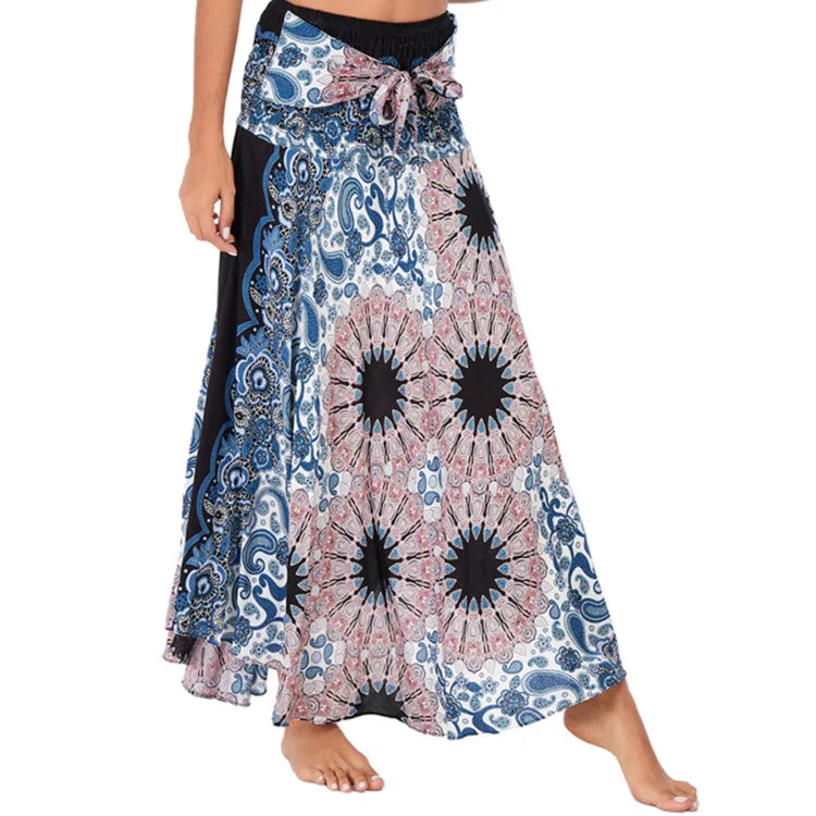 Boho Floral Maxi Skirt | Chiffon Gypsy Beach Skirt for Women