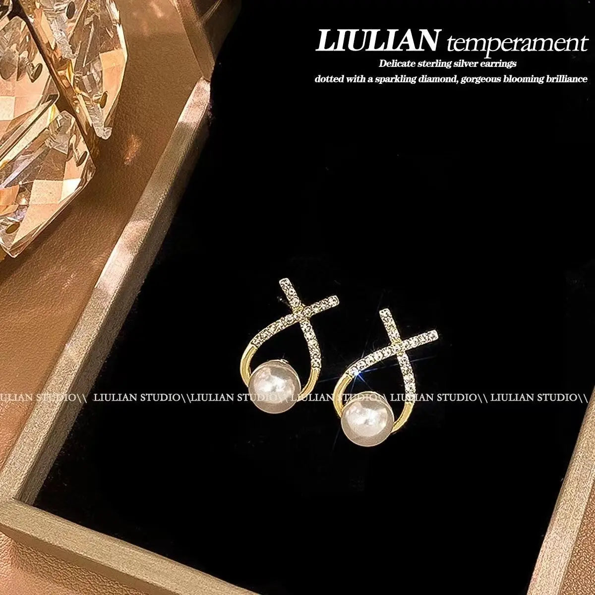 Luxury Pearl & Crystal Earrings Set for Women | 6 Pairs Gold Plated Rhinestone Dangle | Wedding Party Bridal Jewelry Gifts