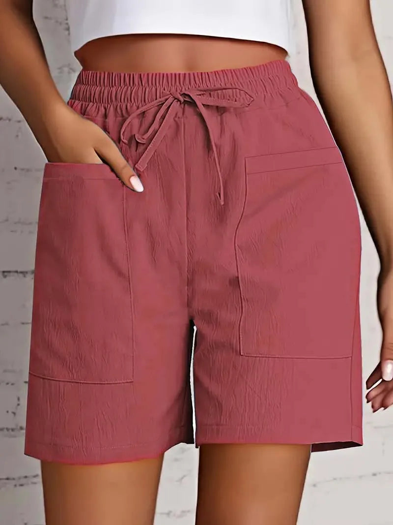 Women's High Waist Casual Shorts – Loose Fit with Pockets