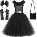 Girls Gothic Halloween Tutu Dress | Wednesday Black Lace Costume