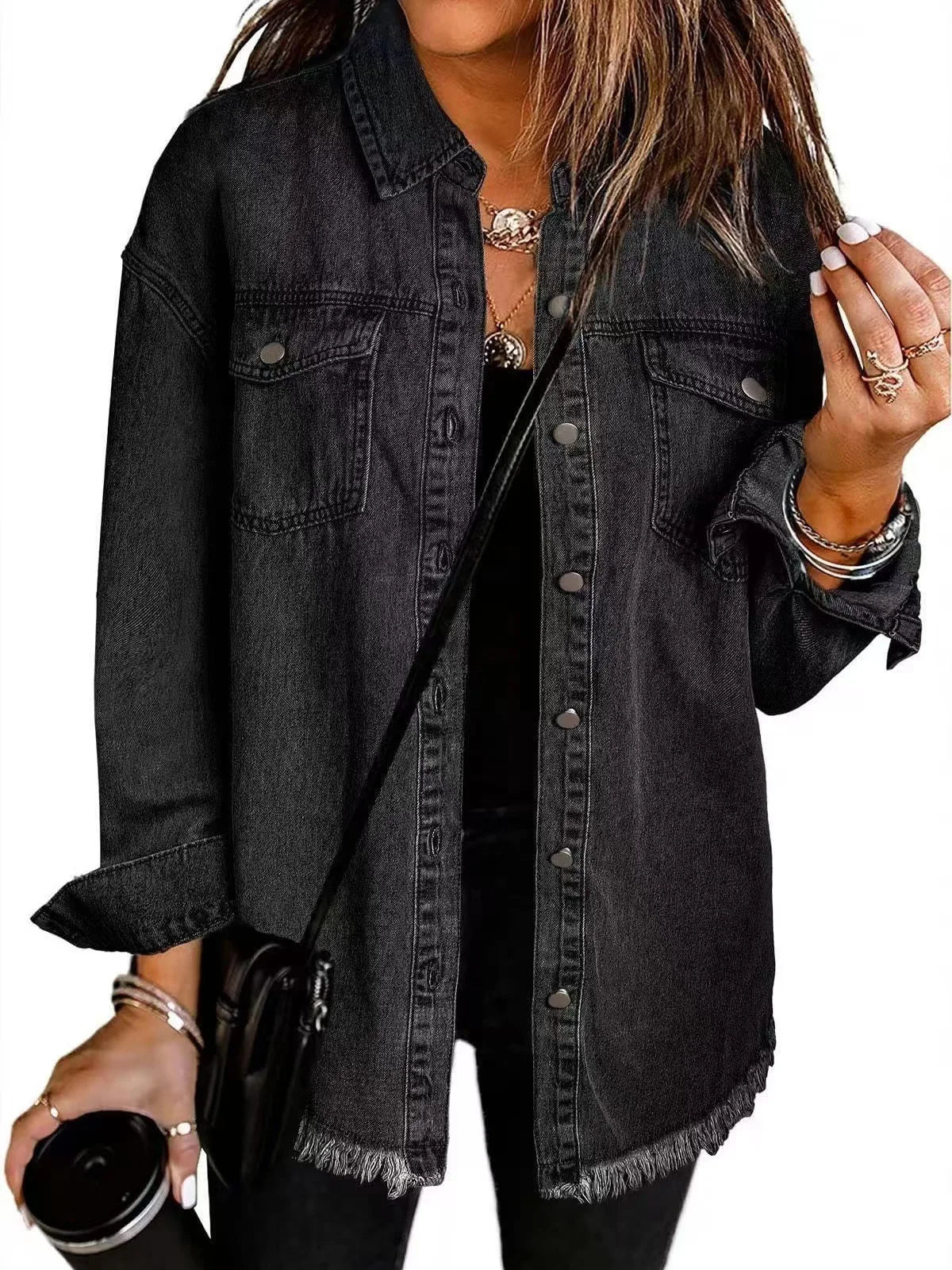 Trendy Washed Denim Jacket – Women's Casual Classic Fit
