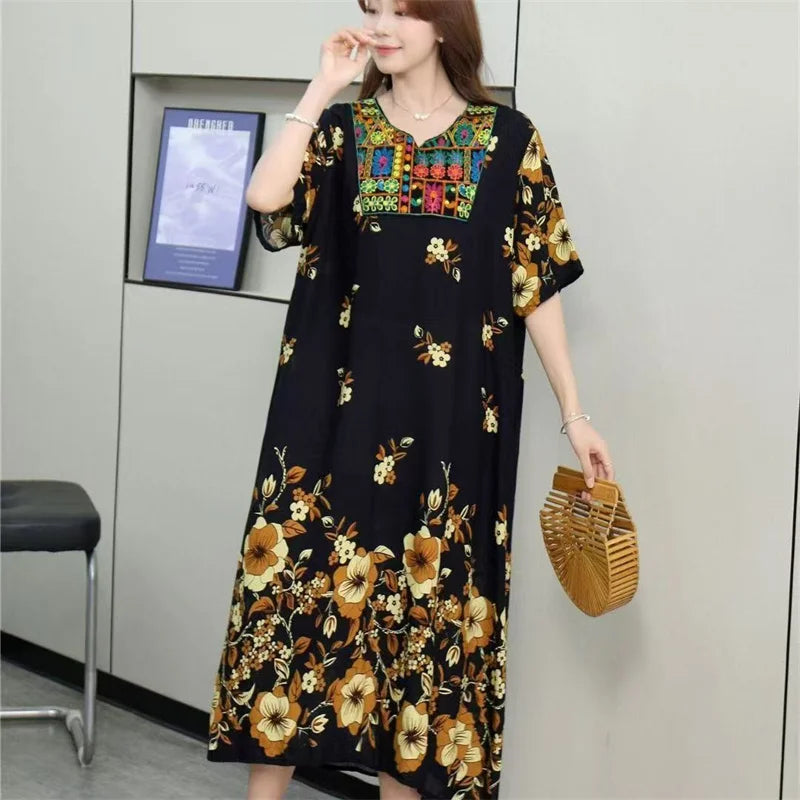 Cotton Home Nightgowns For Women Summer Vintage Style Pajamas Dress New Women's Sleepwear Clothes Loose Sleep Pyjama Nightdress