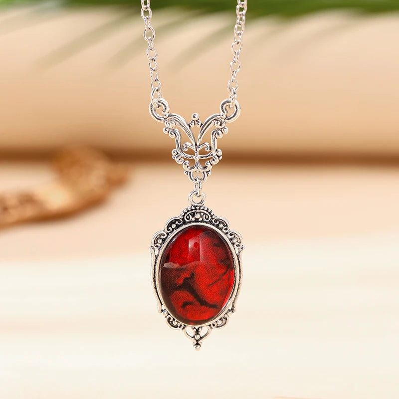 Gothic Vampire Cameo Pendant Choker – Velvet Witchcraft Necklace for Women