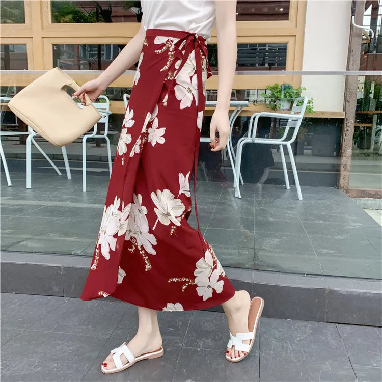 Floral Print Maxi Skirt | Bohemian High Waist Wrap Skirt for Women