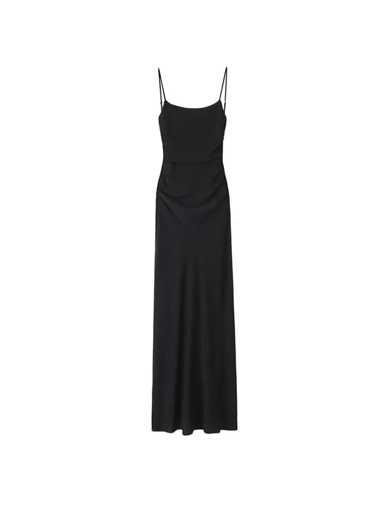 Draped Midi Dress – Straight Neck Women's