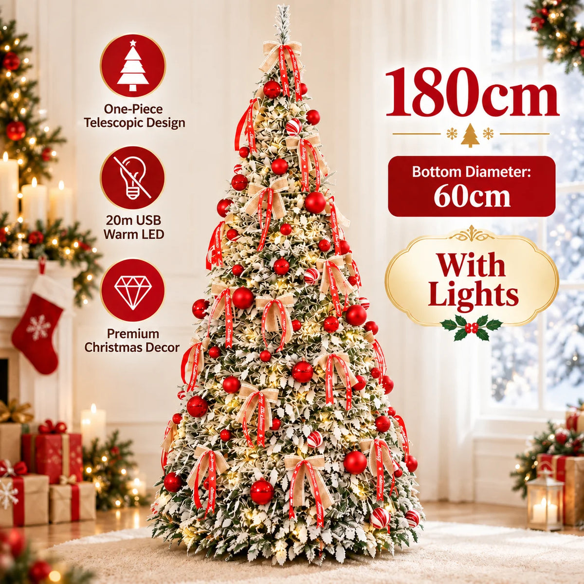 Foldable Christmas Tree – 120–210cm, With or Without Lights