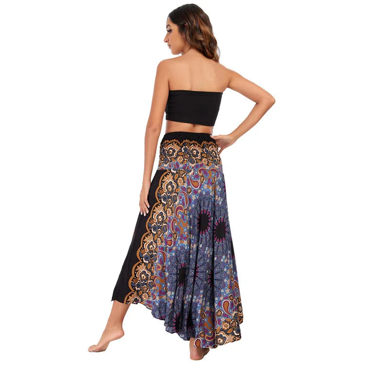 Boho Floral Maxi Skirt | Chiffon Gypsy Beach Skirt for Women