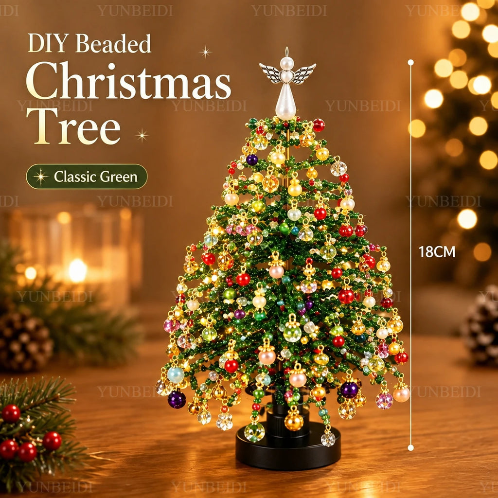 18cm DIY Beaded Christmas Tree Kit with LED Lights