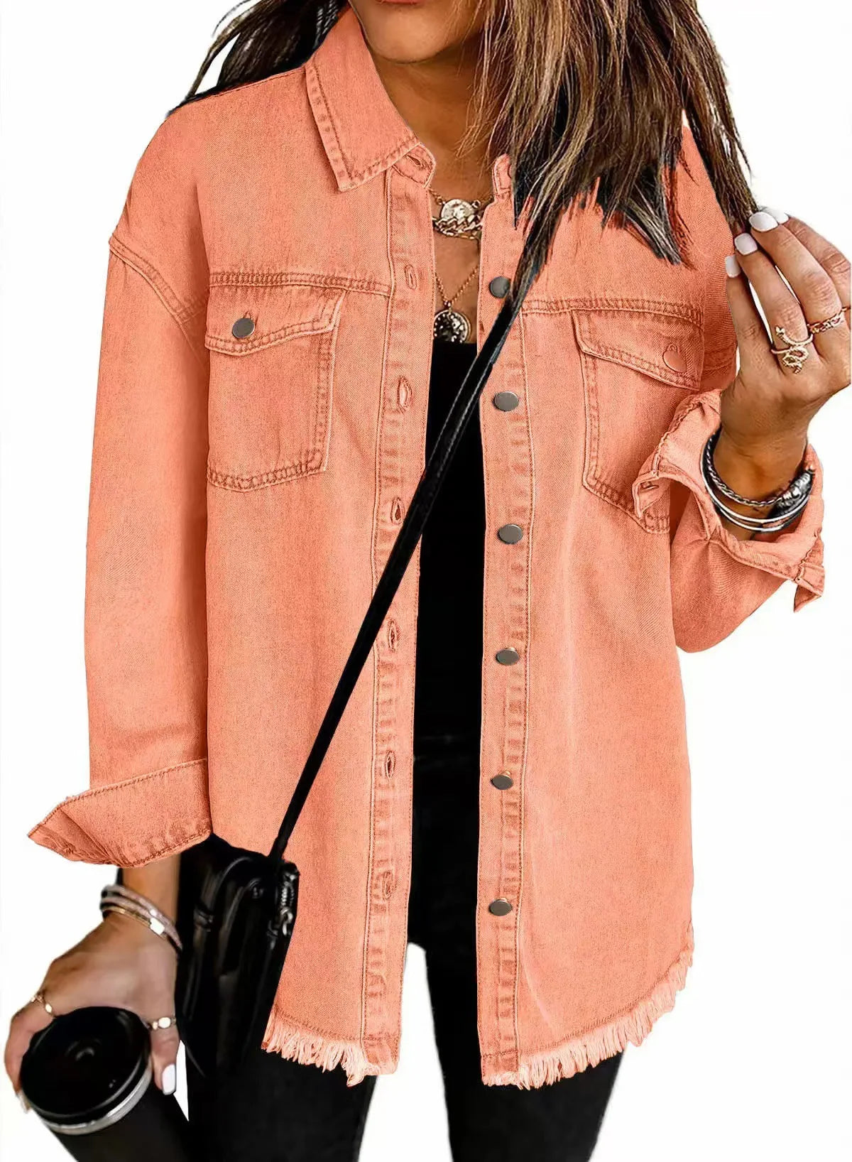 Trendy Washed Denim Jacket – Women's Casual Classic Fit