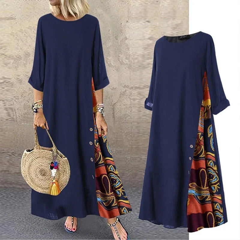 Cotton Linen Summer Dresses Vintage Dress for Women Long Dress Loose Fashion Casual Elegant Women Clothing Clothes Streetwear