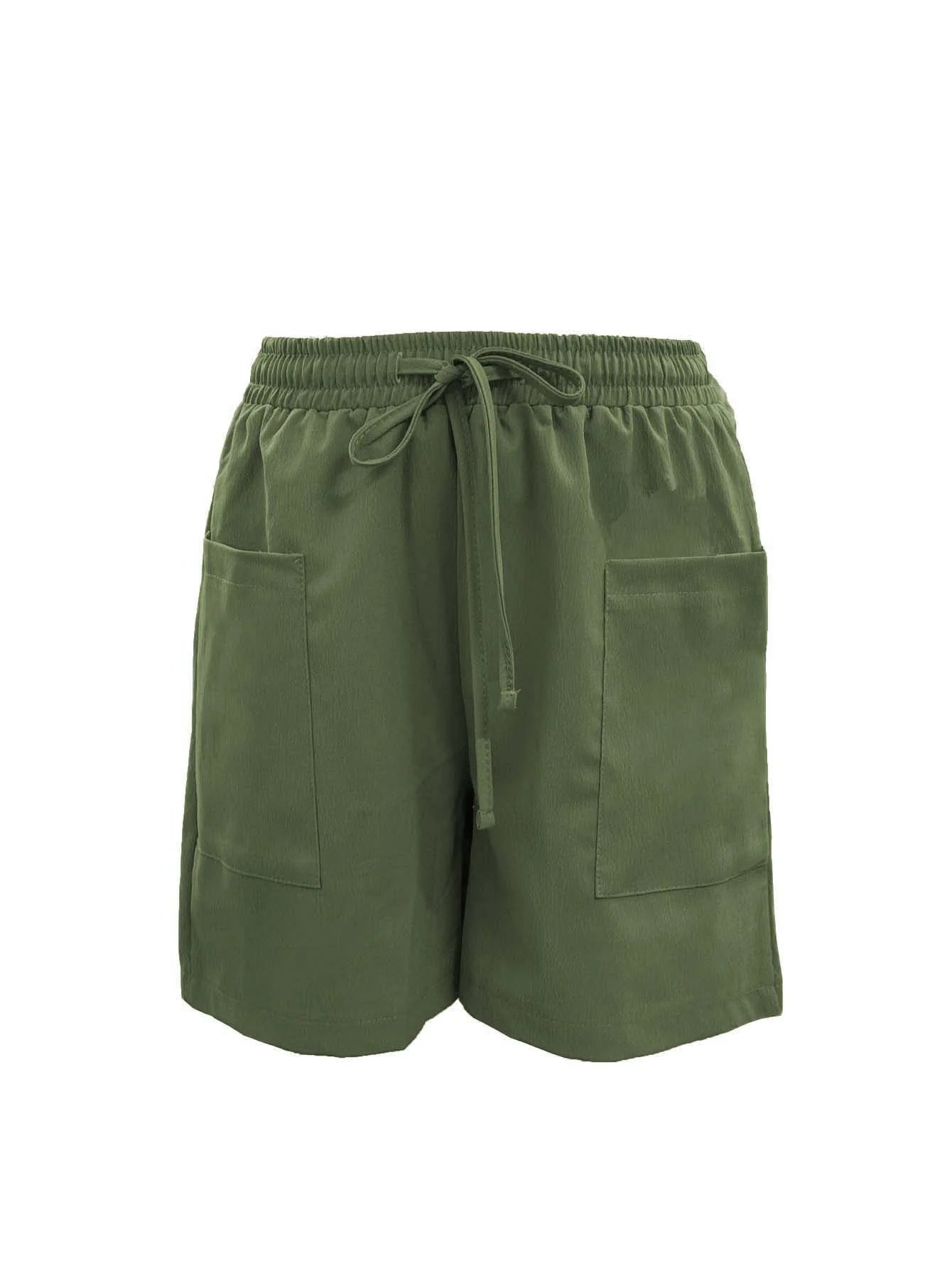Women's loose fit bermuda shorts – high waist solid colour summer outfit