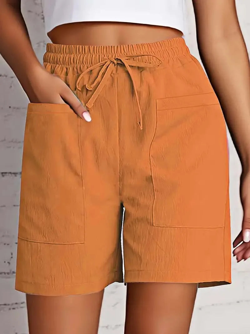 Women's High Waist Casual Shorts – Loose Fit with Pockets