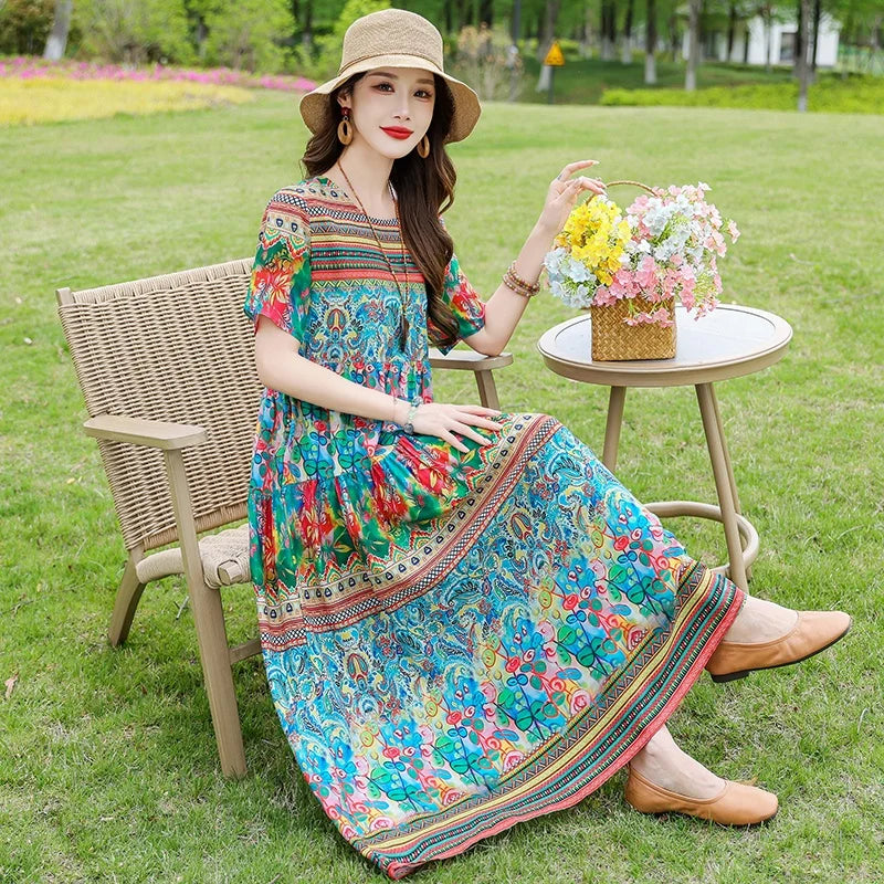 Women's high-end cotton silk dress – elegant luxury fashion UK
