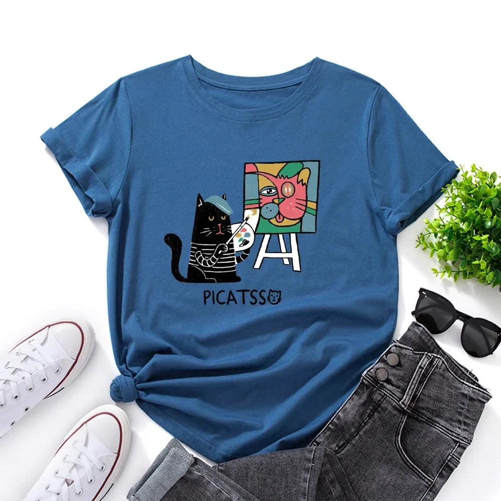Oversized Women Short Sleeve T-shirt Fashion Graphic T Shirt 100% Cotton Women Top Summer Women's Tshirt Harajuku Woman Clothes