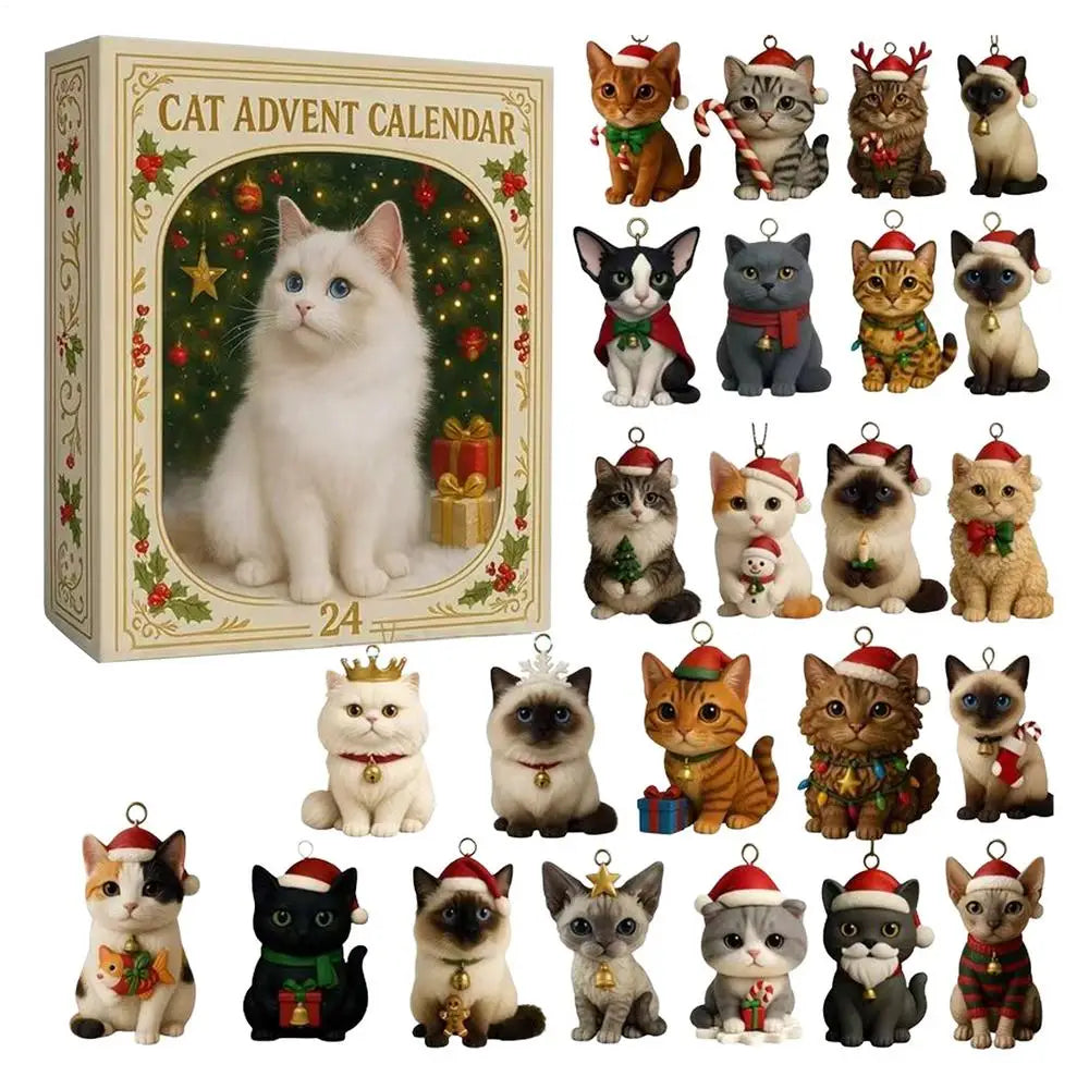 Kitten Advent Calendar – 24 Acrylic Christmas Tree Ornaments