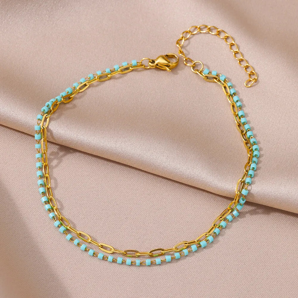 Women's Gold Pearl Anklet – Stainless Steel Summer Beach Ankle Bracelet