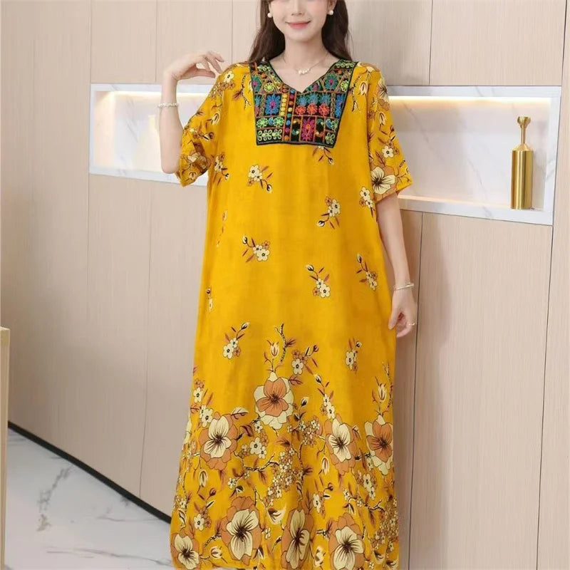 Cotton Home Nightgowns For Women Summer Vintage Style Pajamas Dress New Women's Sleepwear Clothes Loose Sleep Pyjama Nightdress