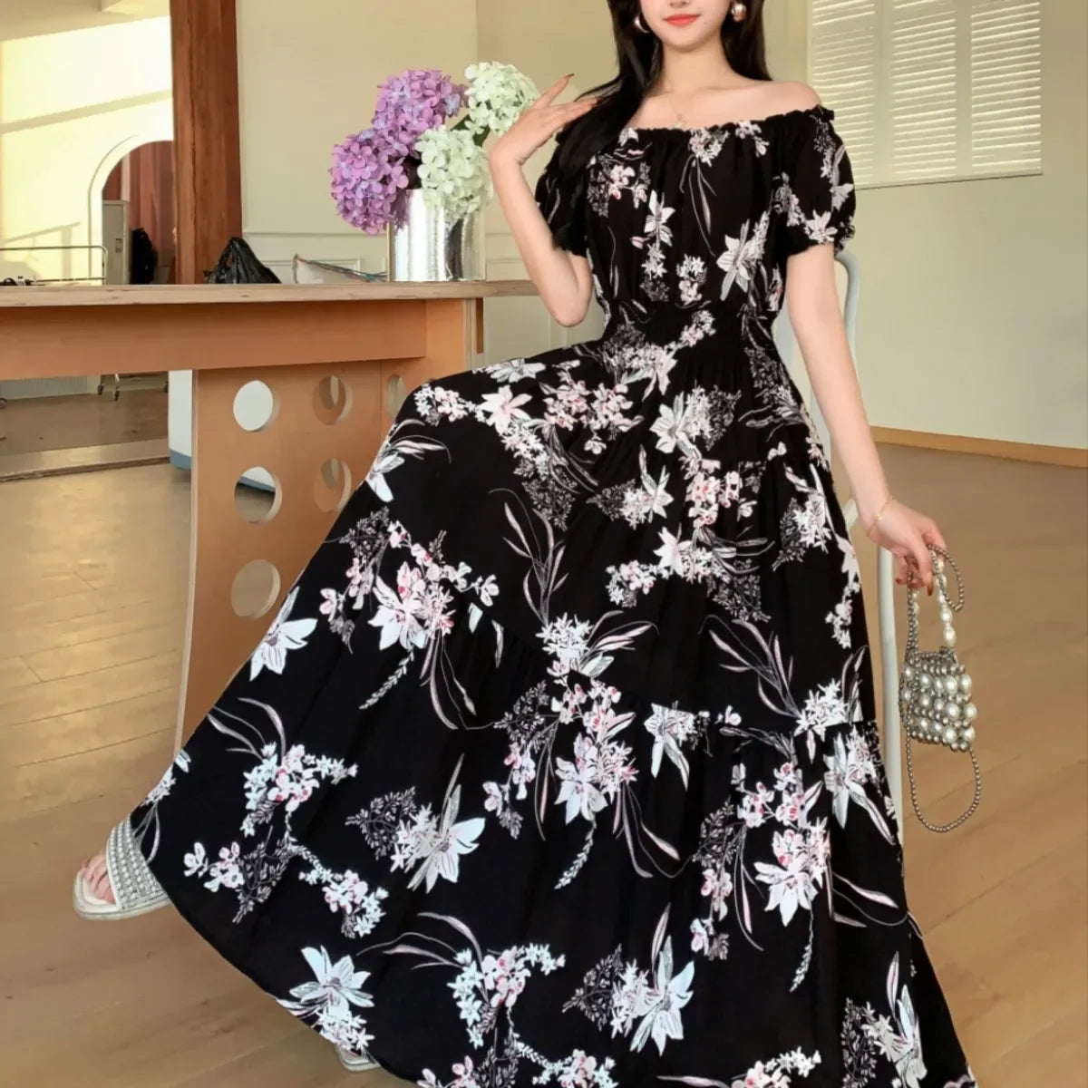 Cotton Silk Print Dress floral dress