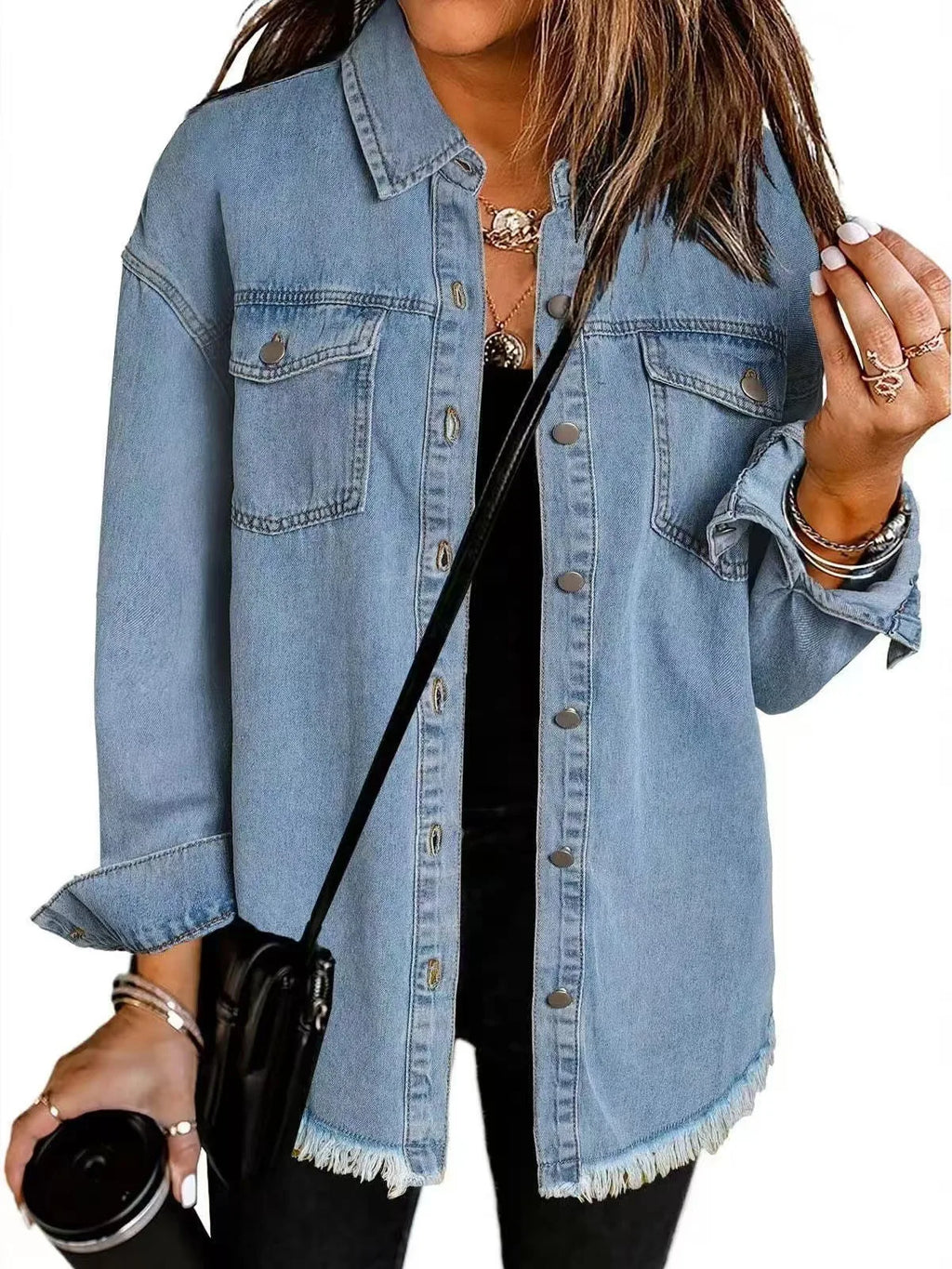 Trendy Washed Denim Jacket – Women's Casual Classic Fit