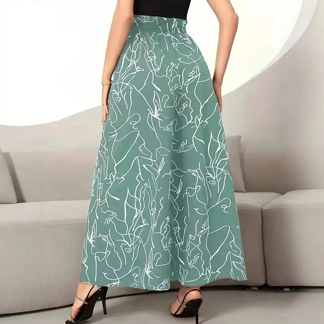 Waist-Cinching Maxi Skirt | Asymmetric High Waist Loose Skirt for Women
